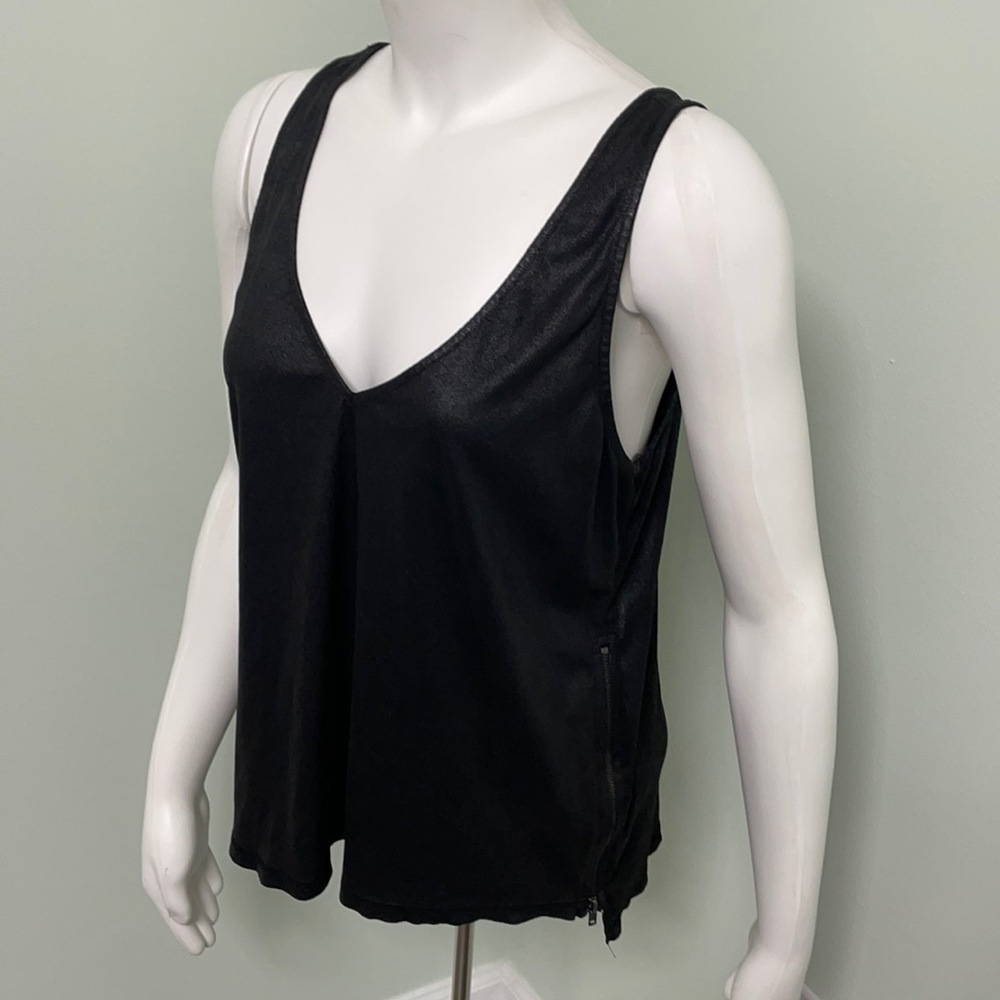 Terre Jacobs Feel the Piece V-Neck Black Tank with Zipper Sides